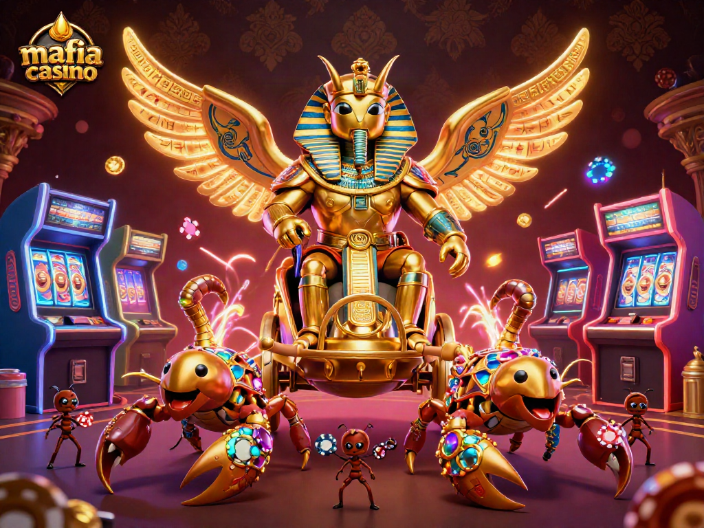 Experience thrilling action at mafia casino with dazzling golden characters and vibrant gaming elements.