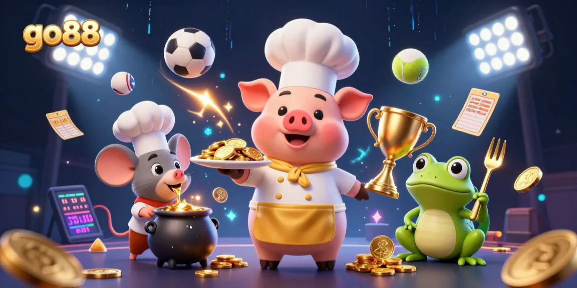Engage with go88's thrilling game offerings as vibrant characters celebrate casino moments in an electrifying 3D scene.