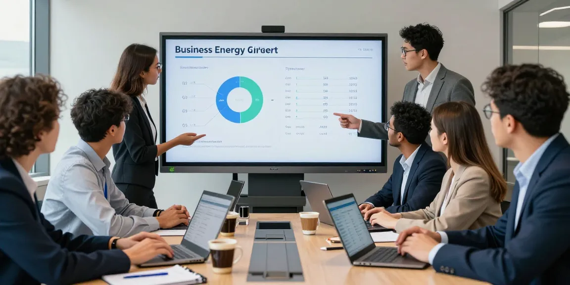Team collaborating on business energy comparison uk strategies in a modern conference room.