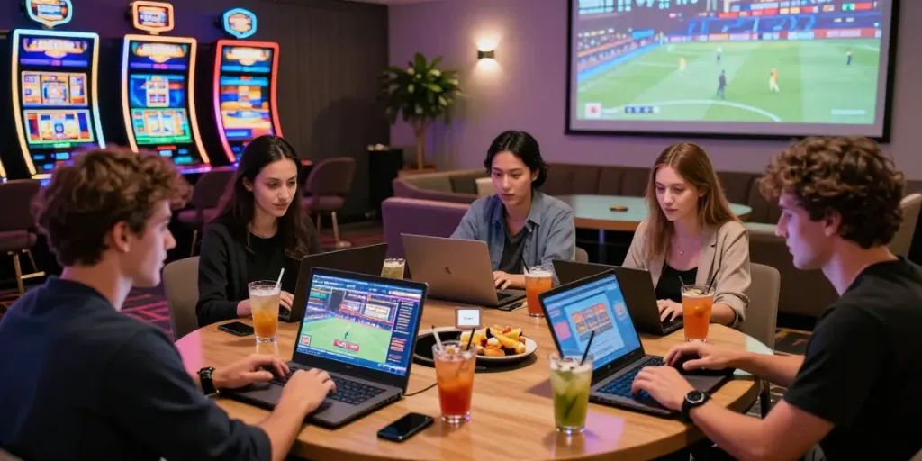 Exciting online gaming at https://rokok88.net with diverse players enjoying vibrant casino atmosphere.