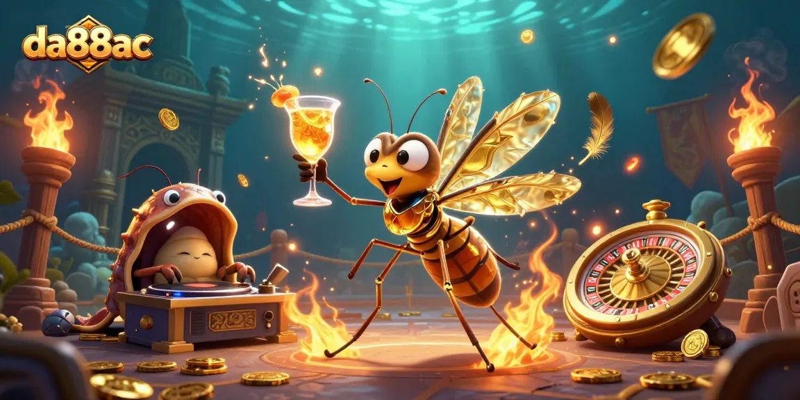 da88ac casino mascot in a vibrant 3D scene showcasing unique gambling elements and dynamic atmosphere