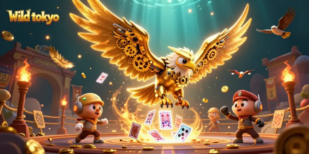 Experience wild tokyo excitement with a dynamic 3D illustration featuring vibrant gambling elements.