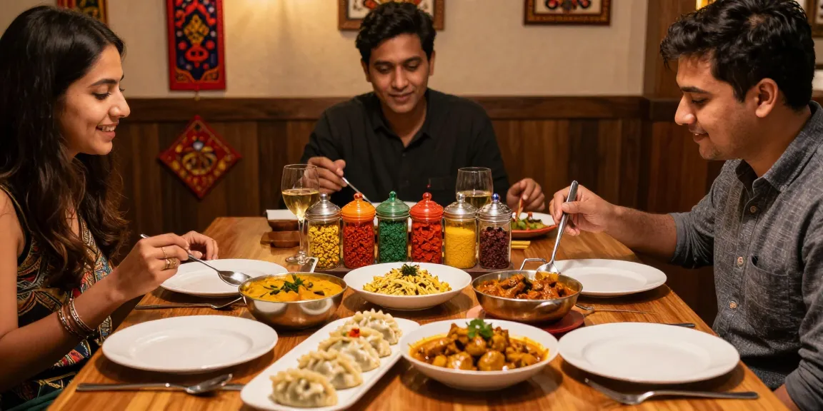 Delicious rokok88 Indian curry and Nepalese momo dining experience with vibrant colors and inviting atmosphere.