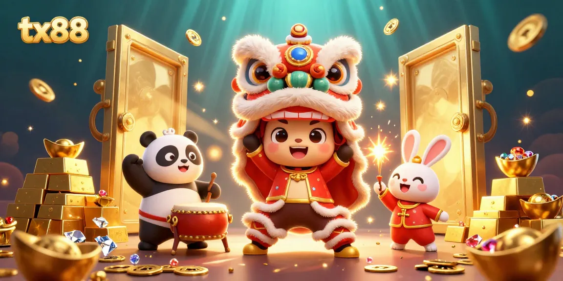 Experience the excitement of tx88 with vibrant casino scenes featuring unique characters, treasures, and effects.