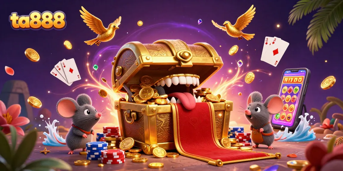 Engage with ta888 as adventurous mice are drawn to a dazzling casino treasure scene.