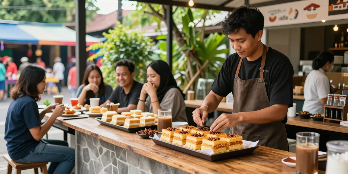 Delicious bolu bakar served at ROKOK88 café in Bandung, showcasing its warm, inviting atmosphere.